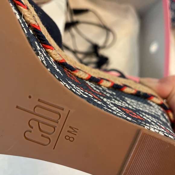 Hardly worn, Cabi, navy blue and orange wedges - Picture 7 of 9